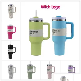 Water Bottle 2024 1Pc Quencher H2.0 40Oz Stainless Steel Tumblers Cups With Sile Handle Lid And St 2Nd Generation Car Mugs Vacuum In Dh25S