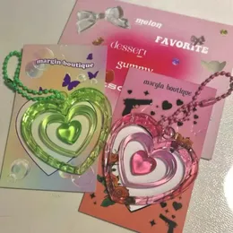 Chaveiros Y2K Coração Chaveiros Jóias Doce Rosa Oco Pêssego Anéis para Meninas Mulheres Coloridas Bonito Chaveiro Saco Decoração