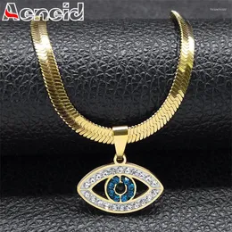 Collane con ciondolo Vintage Crystal Evil Demon Eye Girocollo per le donne Gioielli in acciaio inossidabile placcato oro Collares Mujeres N8239