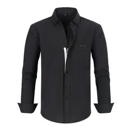 Herrklänningsskjortor Business Shirt Oxford Woven Solid Color Cotton dragkedja Style Herrskjorta hela säsongen fyra långärmade Eurocode