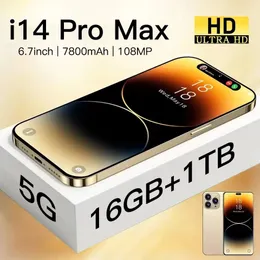 Nuovissimo originale i14 Pro Max 6.8 pollici HD a schermo intero Smartphone Face ID 16 GB + 1 TB Telefoni cellulari Versione globale 4G 5G Telefono cellulare