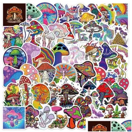 Car Stickers 50Pcs/Lot Psychedelic Aesthetics Mushroom Decal Guitar Motorcycle Lage Suitcase Cartoon Iti Sticker Drop Delivery Mobil Dhyuh