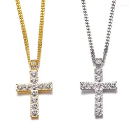 Pendant Necklaces SUMENG Hip Hop Alloy Cross Necklace Crystal Jesus Rhinestone For Men/Women 2024 Fashion Jewelry Gifts