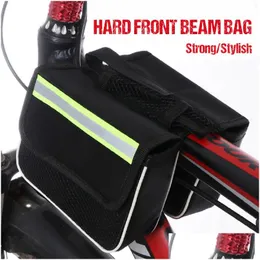 Sacos de armazenamento Mountain Bike Front Beam Bag Hard Shell Pacote 3-em-1 Sacos Equipamento de Equitação Drop Delivery Home Garden Housekeeping Órgão DHTDS