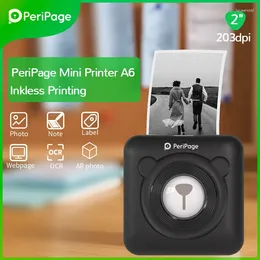 Peripage A6 Black 203DPI Przenośna termiczna Bluetooth Po Printer 58 mm Mini Pocket Etykieta bezprzewodowa dla mobilnych Android iOS