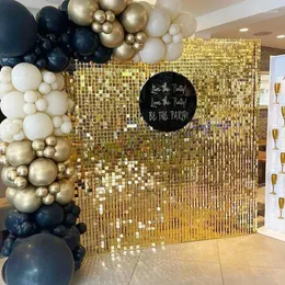 Party Decoration 6/12/24pcs Square Light Golden Sequin Bakgrundspaneler för bröllop Baby Shower Bakgrund Väggdekor Skimmerlaser