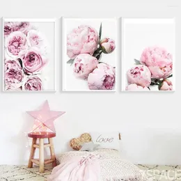 Paintings Modern Canvas Painting Nordic Decor Elegant Peony Flower Poster Wall Art Picture Home Bedroom Living Room Decoration