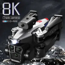 ドローンNew K10 Max Optical Flow Droneトリプルカメラ4Kプロフェッショナル8K HDカメラ障害物航空写真折りたたみ式クアッドコップYQ240201