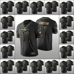 New England''patriots''men 12 Tom Brady 11 Julian Edelman 1 Cam Newton Custom Women Młodzież Black Golden Edition Jersey