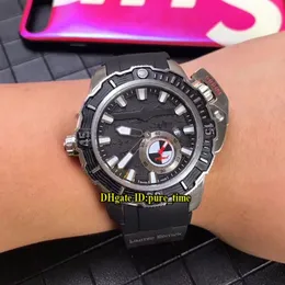 Yeni Sınırlı Dalgıç 43mm 3203-500LE-3 93 Çekiç siyah kadran otomatik erkek izle gümüş kasa kauçuk kayış sporu yüksek kaliteli saatler 253g