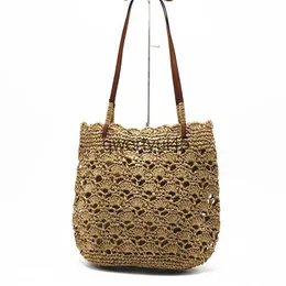 Shoulder Bags New fan-saped ook Womens straw soulder large woven bag andbags for women 2023 designer luxury bolsa femininaH2421