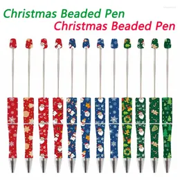 25pcs Plastic Cute Christmas Beaded Pen DIY Beadable Ballpoint For Decor Student School Office Supplies Stationery