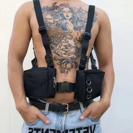 Bel çantaları unisex moda teçhizatı göğüs cepleri hip hop sokak fonksiyonu taktik çanta ayarlanabilir omuz beceri ve paket