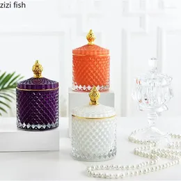 Bottles Glass Storage Jars Retro Aroma Candle Jar Jewelry Box Crown Decorative Crystal With Lid Spice Organizer