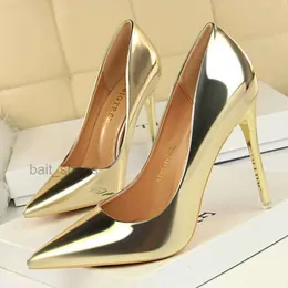 Klänningskor BigTree Silver Gold Ladies Pumps Shiny Metallic High-Heels Stilettos Women Wedding Luxury Beautiful Healed