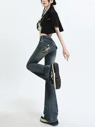 Frauen Jeans Amerikanischen High Street Vintage Denim Flare Hosen Frauen Pantalones De Mujer 2024 Mode Y2K Weibliche Hufeisen