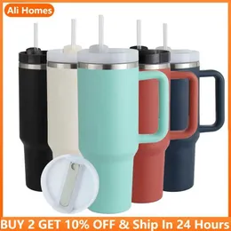 Thermoses 40oz Tumbler with Handle Insulated Tumbler 1200ml 40oz Car Travel Mug Vacuum Sublimation Stainless Steel H2.0 Flow State Tumbler