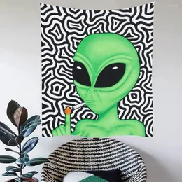 Arazzi Alien Sigaretta Decorazione Arazzo Camera Kawaii Hippie Sfondo Appeso a parete Stoffa Dormitorio Boho