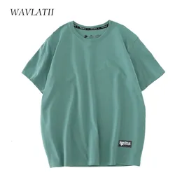 Wavlatii mulheres 100% algodão t camisas femininas moda verde oversized streetwear manga curta camisetas para o verão wt2201 240125