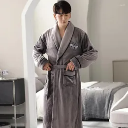 Homens sleepwear est homens longo banho robe quente super macio flanela coral velo roupão masculino roupão pijamas hombre