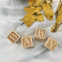 Decorative Figurines 4Pcs Rustic Natural Nursery Blocks Baby Girl Or Boys Decor Christmas Kids Gifts Toys