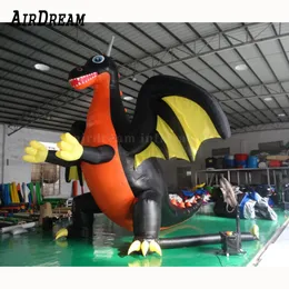 6 mH (20 piedi) Con ventilatore Vendita calda all'ingrosso Scared Black Halloween Mall Decorazione gigante gonfiabile drago con ali in vendita