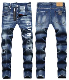 TR Apstar DSQ Męskie dżinsy Hip Hop Rock Moto DSQ Coolguy Design Design Ripped Denim Biker DSQ dla mężczyzn 1092 Kolor Blue