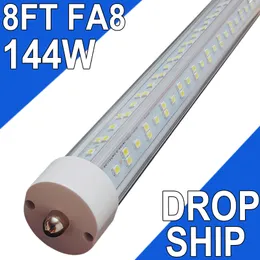 Lâmpadas LED de 8 pés, base Fa8 de pino único, 144 W (equiv. 300 W), luz diurna de 6500 K, 18000LM, luzes de tubo LED T8 T10 T12 de 8 pés, luzes fluorescentes de substituição de LED de 96 '', desvio de reator