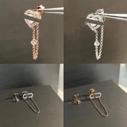 Hochwertige Designer-Ohrstecker, Messikas-Serie, einzelne Diamant-Schiebe-asymmetrische Ohrringe für Frauen, Valentinstag-Schmuckgeschenk