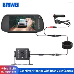 차량 주차용 후면 뷰 카메라가있는 인치 자동차 거울 모니터 12-24V LED 야간 시력 HD 역전 스크린