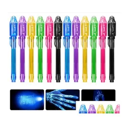 Multi Function Pens Wholesale Invisible Uv Ink Marker Pen With Traviolet Led Blacklight Secret Mes Writer Magic Disappear Words Kid Pa Dhuac