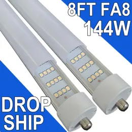 8 Foot LED Bulbs,144W 6500K 18000lm, T8 T10 T12 8ft LED Bulbs Fluorescent Light Replacement, FA8 Single Pin V Shaped LED Tube Light, Milky Cover usastock