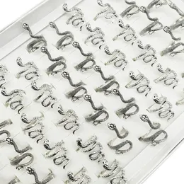 50 teile/los Großhandel Mix Stil Vintage Silber Farbe Schlange Finger Ringe für Frauen Männer Öffnen Einstellen Große Tier Schmuck Party bar 240201