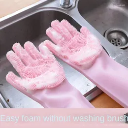 Disposable Gloves 1 Pair Dishwashing Cleaning Magic Silicone Rubber Dish Pet Washing Glove For Household Scrubber Kitchen Clean Tool Scrub