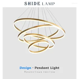 Lâmpadas pendentes SHIDE lâmpada moderna LED anéis círculo teto pendurado candelabro preto sala de jantar cozinha luminárias interiores