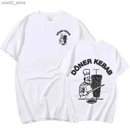 Мужские футболки на кадре на футболке уличная одежда Men Men Men Doner Kebab Графическая футболка Top Top Mens Tee Новая летняя повседневная футболка для мужчин с коротким рукавом Q240201