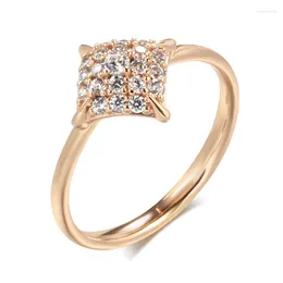 Anéis de cluster Kinel 585 Rose Gold Bridal Wedding Ring Único Natural Zircon Mulheres Fine Fashion Jóias Diárias Presente de Cristal 2024
