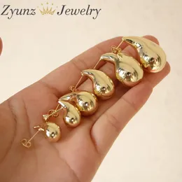 10 paia Chic Exaggerate grandi piccoli orecchini pendenti a goccia per le donne Orecchini robusti a goccia in rame placcato oro 240127