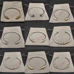 DY Bilek Tasarımcı Kablo Erkek Tasarımcı Bilezik Elmas İnci Head Vintage Cuff Bileklik Kaplamalı Gümüş Altın Bilezikler Tase Mücevherleri Açılış ZL123