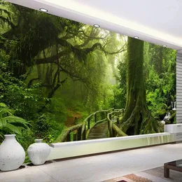 Tapety niestandardowe 3d Tapeta zielony duże drzewo przyroda krajobraz las mural tapetka do sypialni salon sofa telewizja tła sztuka