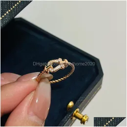 حلقات الفرقة قوة Esigner S sterling Sier Horse Shoe Ducket Ducket Ring Ring For Women Cisagment Wedding Jewellry Drop