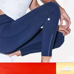 Pantaloni da donna firmati da yoga per outfit veloci e gratuiti con elasticità standard su entrambi i lati vita alta ritagliata yoga gamba riflettente laterale a pois L 50