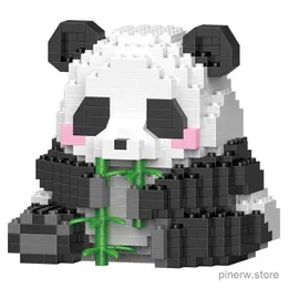 Action Toy Figures Mini 3D Animal Huahua Panda Building Blocks Model Micro Bricks Model Figures Educational Toy For Children Birthday Gift Girl