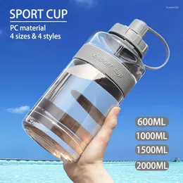 زجاجات المياه 1 لتر زجاجة كبيرة سعة مزدوجة شرب كوب بلاستيكي محمول الرياضة للياقة البدنية للرجال والنساء 2L