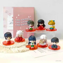 Aktionsspielfiguren 4 teile/satz Anime INUYASHA Figur Spielzeug Kikyo-lattich-perücke Sesshoumaru Higurashi Kagome Cartoon Puppe Kinder Geschenk