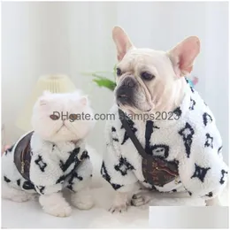 Dog Apparel Luxury Brand Clothes Winter Lamb Wool Warm Pet Clothing Soft Thicken Costume For French Bldog Suministros Para Perros Dro Dhryb