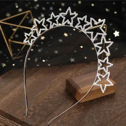 Hair Clips Star Band For Women Girls Party Daily Headwear Silver Color Alloy Hoop Glitter Rhinestone Headbands Jewelry