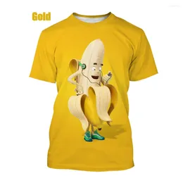 Herren-T-Shirts, Sommer-Männer und Damen-T-Shirt, lustiges Bananen-Frucht-Cartoon, 3D-Druck, O-Ausschnitt, T-Shirt, Unisex, modisch, lässig, übergroß, kurzärmelig