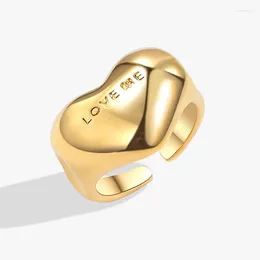 Anelli a grappolo BF CLUB 925 Sterling per le donne Moda geometrica fatta a mano irregolare in oro con lettera a forma di cuore Anello regalo di Natale per feste