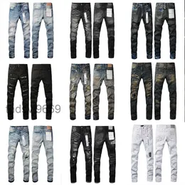 Jeans viola Amirs Designer Puple Uomo Skinny di lusso Denim Pant Distressed Strappato Biker Nero Blu Jean Slim Fit Moto 3DAM